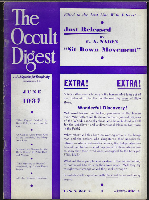 Image for THE OCCULT DIGEST: June 1937 THE OCCULT DIGEST: June 1937
