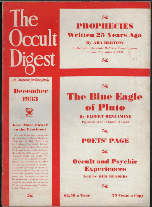 Image for THE OCCULT DIGEST: December, Dec. 1933 THE OCCULT DIGEST: December, Dec. 1933