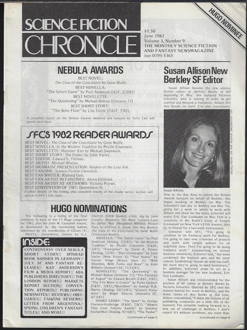 Image for SCIENCE FICTION CHRONICLE: June 1982 SCIENCE FICTION CHRONICLE: June 1982