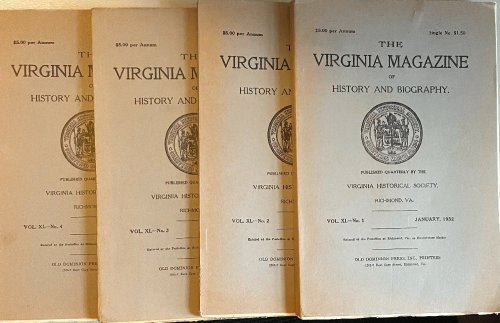 Image for Bundle: (4) vintage books - The Virginia Magazine of History and Biography 1932 Bundle: (4) vintage books - The Virginia Magazine of History and Biography 1932