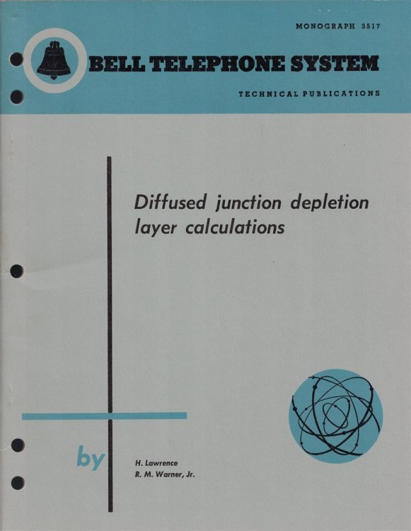 Image for Diffused Junction Depletion Layer Calculations - Bell Telephone System Technical Publications: Monograph 3517 Diffused Junction Depletion Layer Calculations - Bell Telephone System Technical Publications: Monograph 3517