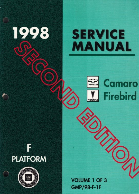 Image for 1998 F-Platform - Chevrolet Camaro, Pontiac Firebird Service Manual (3 Volume Set) (Second Edition) 1998 F-Platform - Chevrolet Camaro, Pontiac Firebird Service Manual (3 Volume Set) (Second Edition)