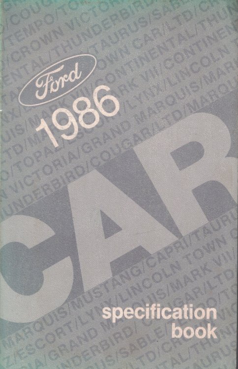 1986 Ford Car Specification Book [Original Manual]