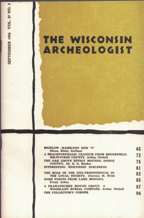 Image for The Wisconsin Archeologist, Volume 37, No. 3, September, 1956 (New Series): Bigelow - Hamilton Site The Wisconsin Archeologist, Volume 37, No. 3, September, 1956 (New Series): Bigelow - Hamilton Site