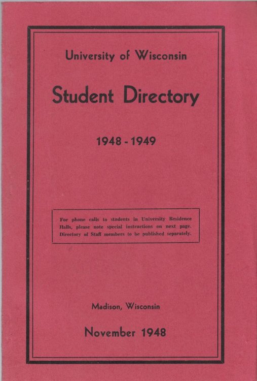 University of Wisconsin Student Directory 1948-1949