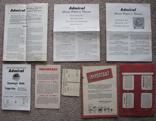 Lot of Admiral TV/Radio Ephemera [circa 1951]