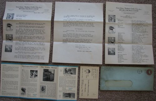 Gordon Motor Crib Co. sales letter & ephemera