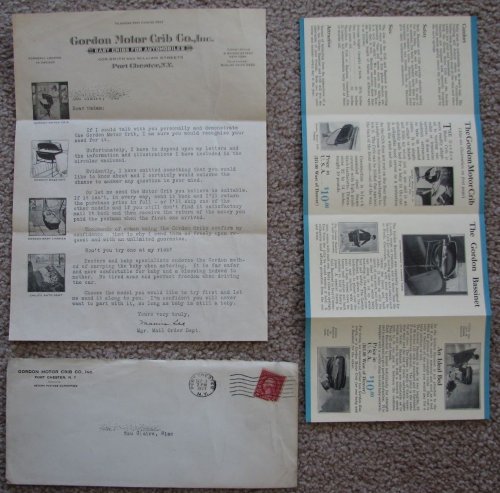 Gordon Motor Crib Co. sales letter & ephemera