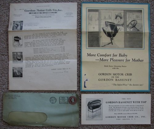 Gordon Motor Crib Co. sales letter & ephemera