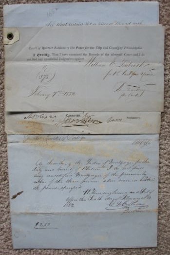 A Lot of 7 1852 Legal Documents relating to William E. and Margaret Tenbrook of Philadelphia