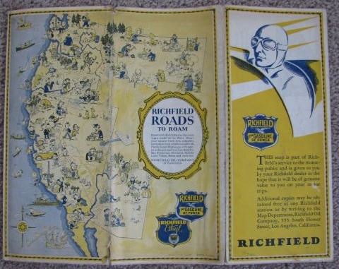 Richfield [Oil Company] Road Map [1930 California, Washington, and Oregon Road Map]