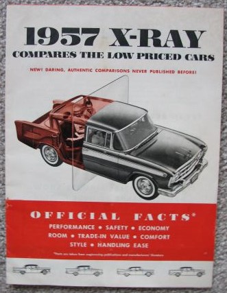 1957 X-Ray, Compares the Low Priced Cars: New! Daring, Authentic Comparisons Never Published Before! [1957 Rambler / American Motors Product Comparison Brochure]