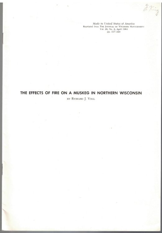 Image for The Effects of Fire on a Muskeg in Northern Wisconsin The Effects of Fire on a Muskeg in Northern Wisconsin