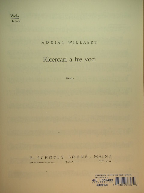Ricercari a tre voci