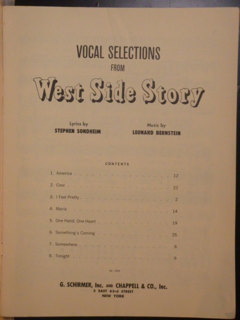Vocal Selections: West Side Story