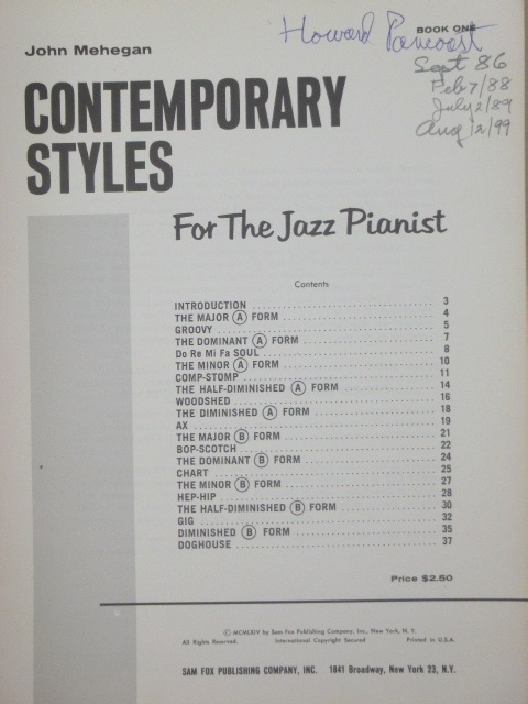 Contemporary Styles for the Jazz Pianist Bk. 1