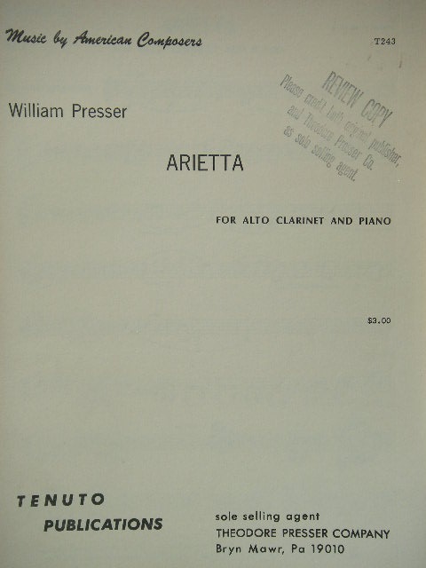 Arietta for Alto Clarinet and Piano