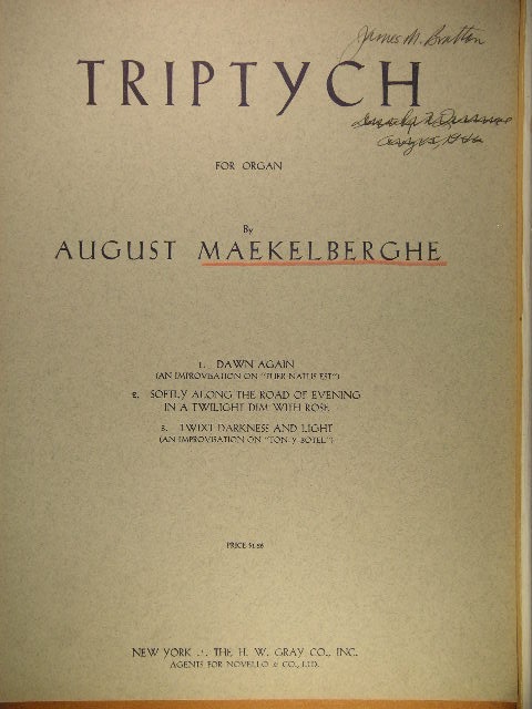 Triptych for Organ