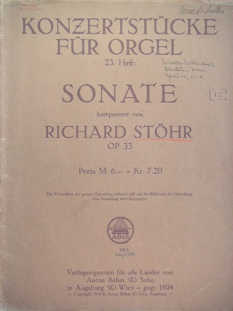 Sonate for Orgel Op. 33