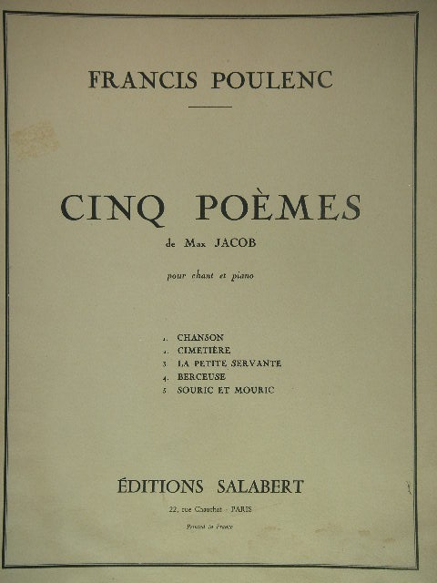 Cinq Poemes de Max Jacob