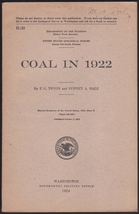 Image for COAL IN 1922 COAL IN 1922