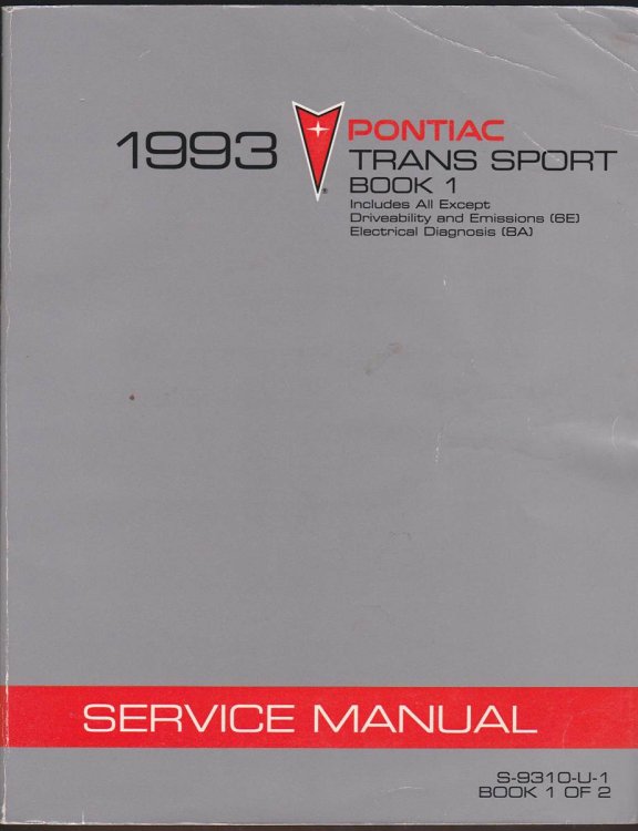 Image for 1993 PONTIAC TRANS SPORT SERVICE MANUAL BOOK 1 1993 PONTIAC TRANS SPORT SERVICE MANUAL BOOK 1