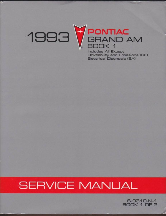 Image for 1993 PONTIAC GRAND AM SERVICE MANUAL. BOOK 1 1993 PONTIAC GRAND AM SERVICE MANUAL. BOOK 1