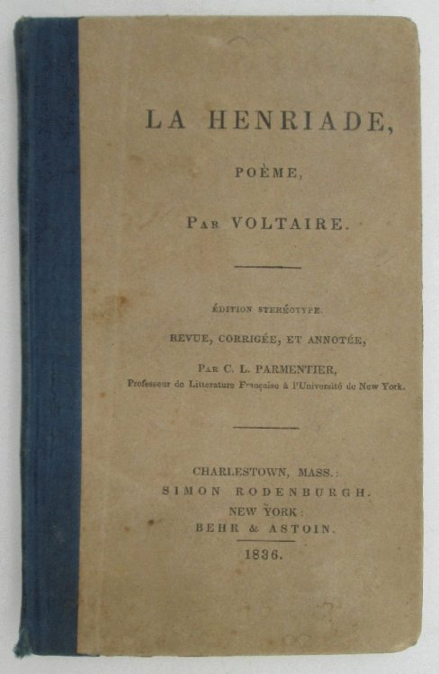 Image for La Henriade Poeme Par Voltaire (1836 Printing) La Henriade Poeme Par Voltaire (1836 Printing)