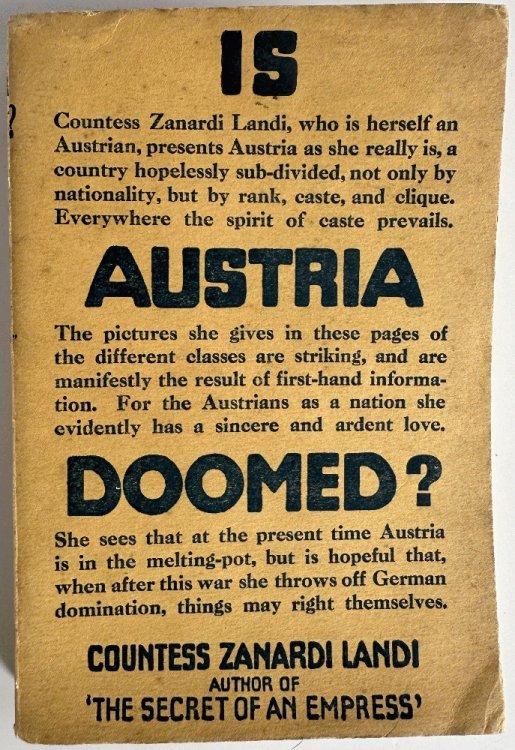 Image for Is Austria Doomed by The Countess Zanardi Landi Is Austria Doomed by The Countess Zanardi Landi