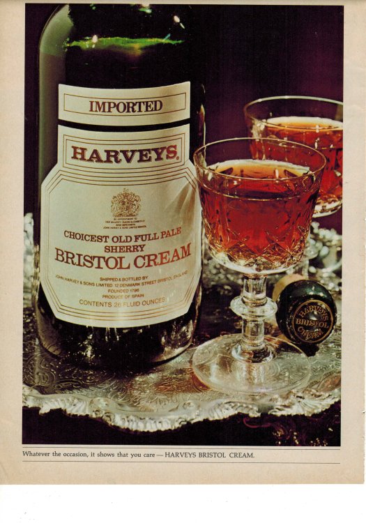 Harvey's Bristol Cream Sherry Ad - 1972 Vintage Advertisemet