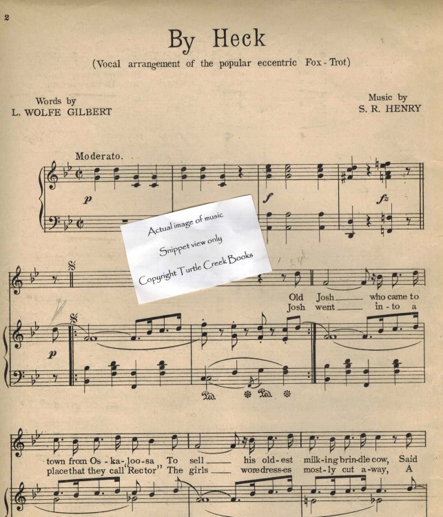 Image for By Heck - Piano Sheet Music - a Vocal Arrangement of the Popular Eccentric Fox Trot By Heck - Piano Sheet Music - a Vocal Arrangement of the Popular Eccentric Fox Trot