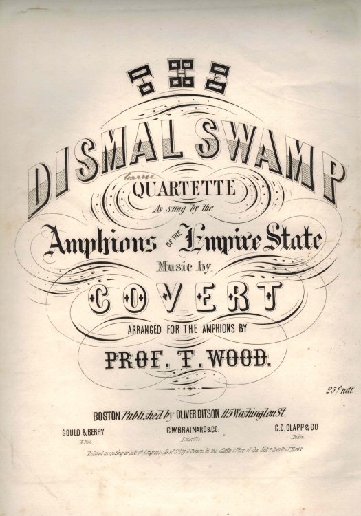 Image for Dismal Swamp Quartette as Sung by the amphions of the Empire State - Vintage Piano Sheet Music Dismal Swamp Quartette as Sung by the amphions of the Empire State - Vintage Piano Sheet Music