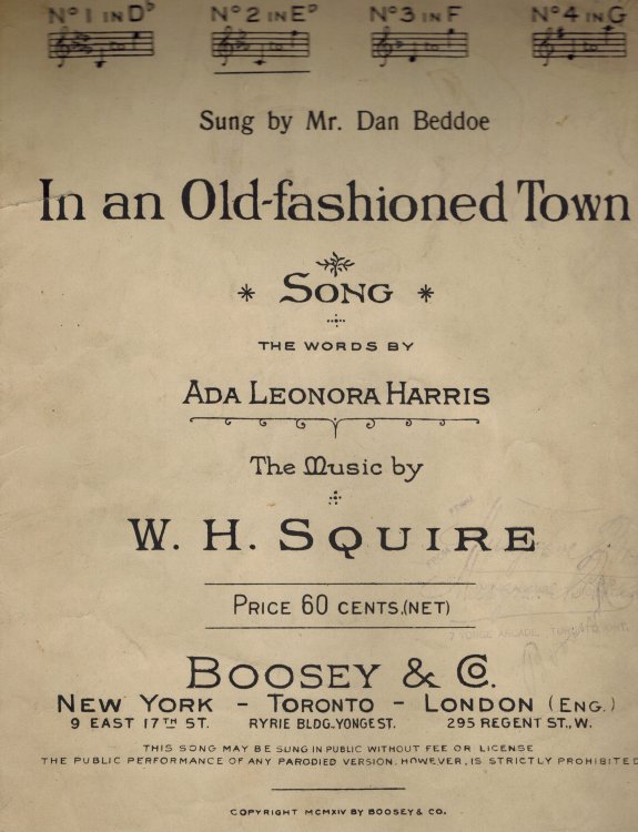 Image for In an Old Fashioned Town Song no. 2 in E flat as Sung By Dan Beddoe - Vintage Sheet Music In an Old Fashioned Town Song no. 2 in E flat as Sung By Dan Beddoe - Vintage Sheet Music