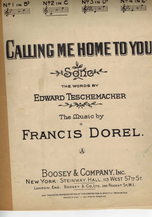 Image for Calling Me Home to You - Vintage Sheet Music Calling Me Home to You - Vintage Sheet Music