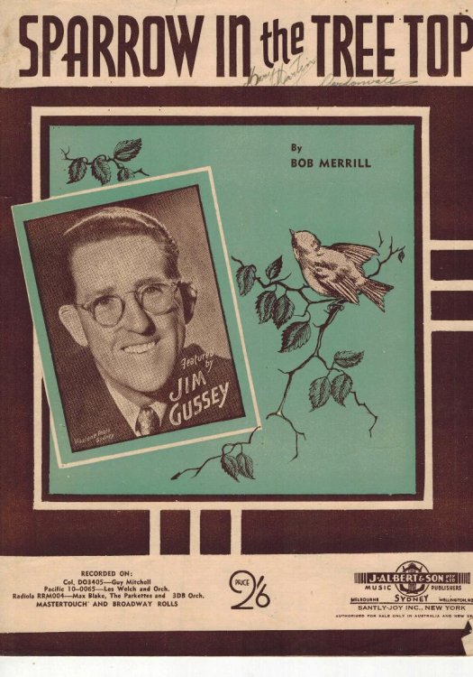 Image for Sparrow in the Tree Top - Jim Gussey Cover Sheet Music Sparrow in the Tree Top - Jim Gussey Cover Sheet Music