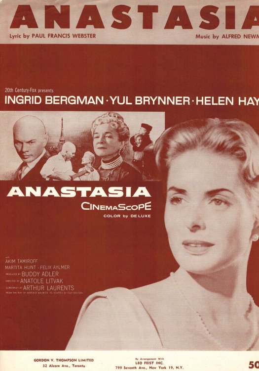 Image for Anastasia - Sheet Music - Ingrid Bergman Cover Anastasia - Sheet Music - Ingrid Bergman Cover