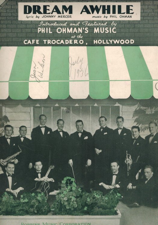 Image for Dream Awhile - Vintage Sheet Music Phil Ohman Band and Cafe Trocadero Hollywood Cover Dream Awhile - Vintage Sheet Music Phil Ohman Band and Cafe Trocadero Hollywood Cover