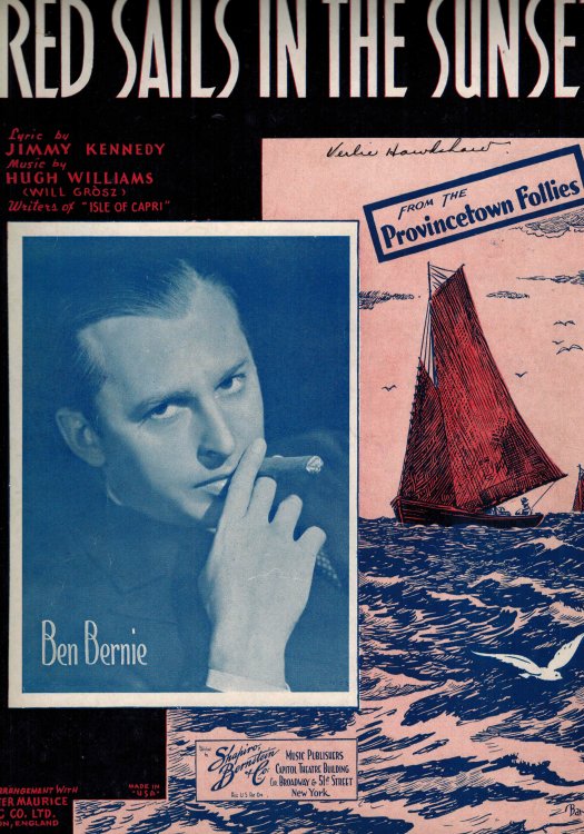 Image for Red Sails in the Sunset - Ben Bernie Cover - Vintage Sheet Music Red Sails in the Sunset - Ben Bernie Cover - Vintage Sheet Music