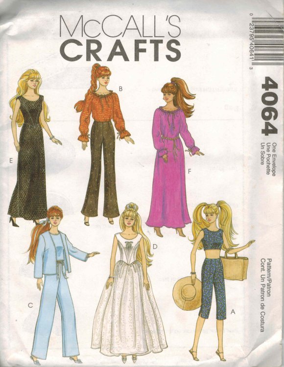 Image for McCall's Crafts Doll Pattern No. 4064 - Clothes for 11-1/2 McCall's Crafts Doll Pattern No. 4064 - Clothes for 11-1/2