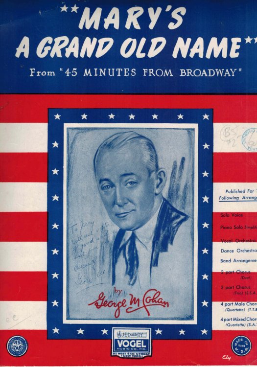 Image for Mary's a Grand Old Name - Vintage Sheet Music from 45 Minutes from Broadway Mary's a Grand Old Name - Vintage Sheet Music from 45 Minutes from Broadway