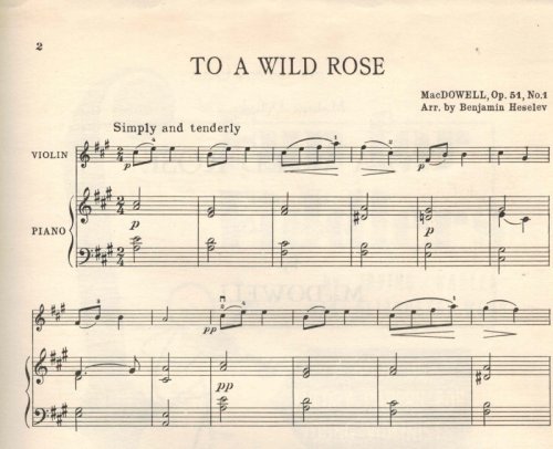 Image for To a Wild Rose Op 51 No 1 - Violin and Piano Sheet Music To a Wild Rose Op 51 No 1 - Violin and Piano Sheet Music