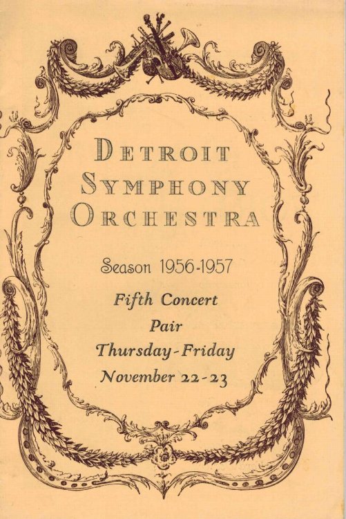 Image for Detroit Symphony Orchestra Season 1956 1957 Fifth Concent November 22 - 23 Playbill Detroit Symphony Orchestra Season 1956 1957 Fifth Concent November 22 - 23 Playbill