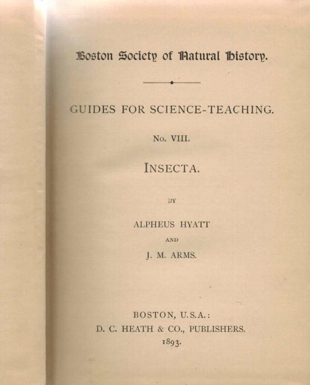 Image for Insecta - Guides for Science Teaching No. VIII Boston Society of Natural History Insecta - Guides for Science Teaching No. VIII Boston Society of Natural History