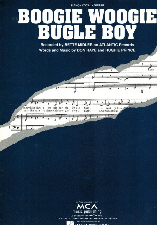 Image for Boogie Woogie Bugle Boy - Sheet Music as Recorded By Bette Midler Boogie Woogie Bugle Boy - Sheet Music as Recorded By Bette Midler