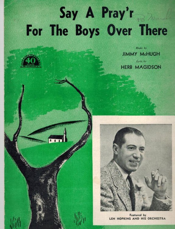 Image for Say a Pray'r ( Prayer ) for the Boys Over There - Vintage Sheet Music - Len Hopkins Cover Say a Pray'r ( Prayer ) for the Boys Over There - Vintage Sheet Music - Len Hopkins Cover