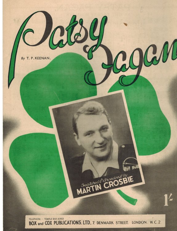 Image for Patsy Fagan - Martin Crosbie Cover - Vintage Sheet Music Patsy Fagan - Martin Crosbie Cover - Vintage Sheet Music