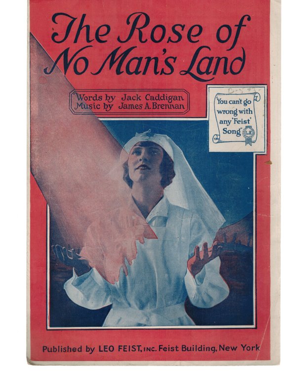 Image for The Rose of No Man's Land - Vintage Sheet Music - World War I Nursing Cover - La Rose Sous les Boulets The Rose of No Man's Land - Vintage Sheet Music - World War I Nursing Cover - La Rose Sous les Boulets