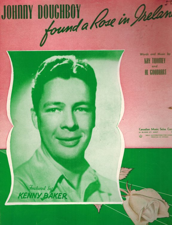 Image for Johnny Doughboy Found a Rose in Ireland - Kenny Baker Cover - Vintage Sheet Music Johnny Doughboy Found a Rose in Ireland - Kenny Baker Cover - Vintage Sheet Music