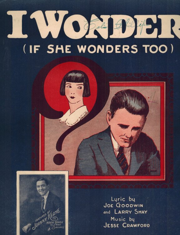 Image for I Wonder if She Wonders Too - Johnny Keane Cover - Vintage Sheet Music I Wonder if She Wonders Too - Johnny Keane Cover - Vintage Sheet Music