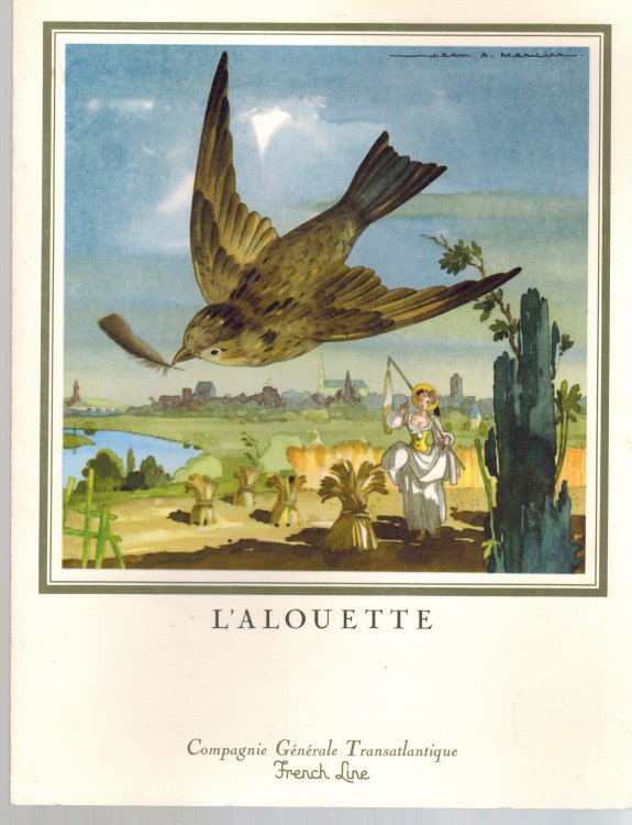 Image for L'Alouette - MENU du PAQUEBOT L'Alouette - MENU du PAQUEBOT